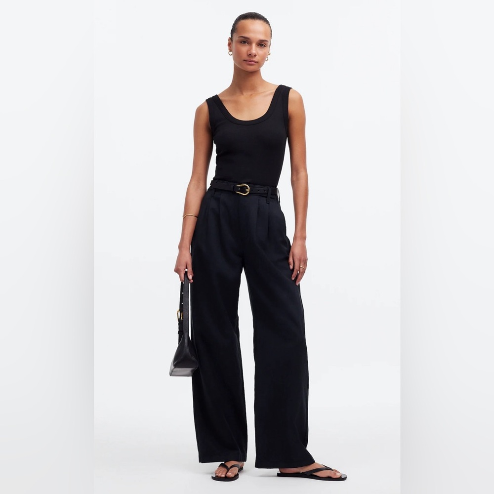 NEW Madewell Size 2 Petite True Black The Petite Harlow Wide-Leg Pant NWT